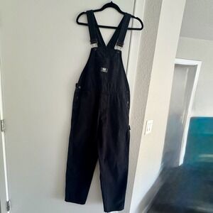 Vans Women's Black Denim Overalls Size M Utility Carpenter Skater Streetwear